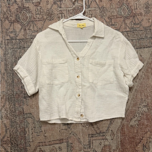Love Notes Cream Button-Down Women's Shirt - Picture 1 of 2